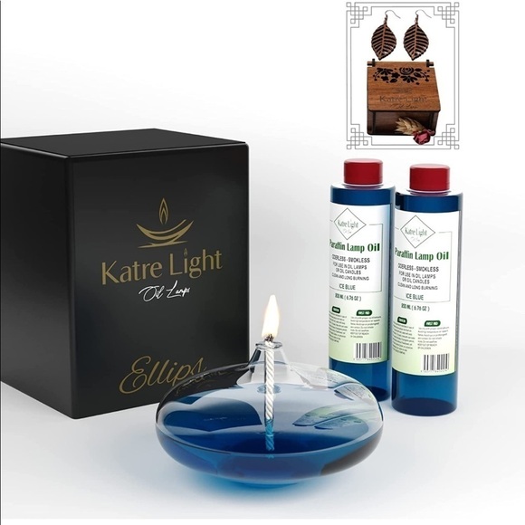 Brand New Handmade Oil Lamp Candle Decorative Refillable Glass Lantern Ice Blue - Picture 2 of 10